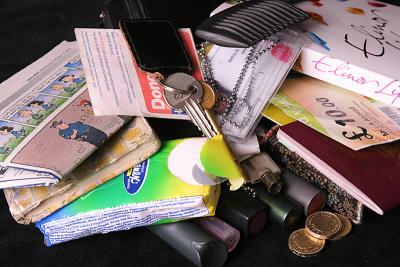The contents of our handbags....and the wallets of the boys!