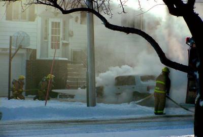 Spirit Lake Iowa car fire February 1, 2002