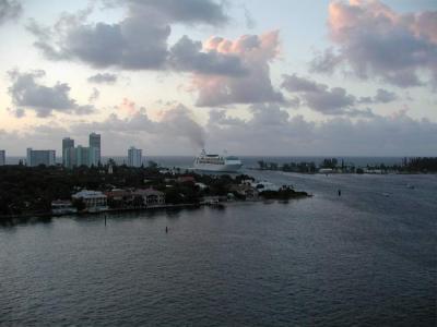 The Enchantment of the Seas returns to Port Everglades at sunrise.