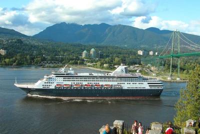 Veendam leaving Vancouver for Alaska