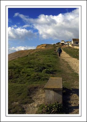 Walking up the cliff path, West Bay, Dorset
