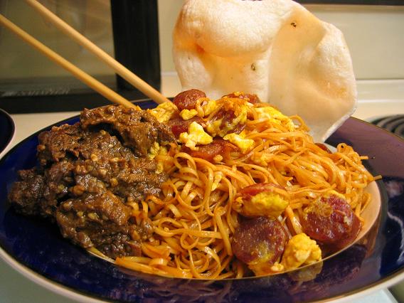 mie goreng with rendang sapi on the side.JPG