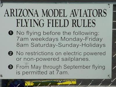 Arizona Model Aviators  flying field rules