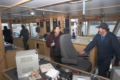 Bridge of tug Hudson Bay Explorer looking aft