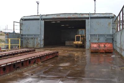 Onboard a barge tied up at Moosonee