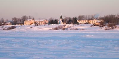 View from the Moose River centred on Anglican Church