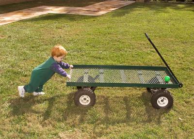 Pushing the Garden Wagon