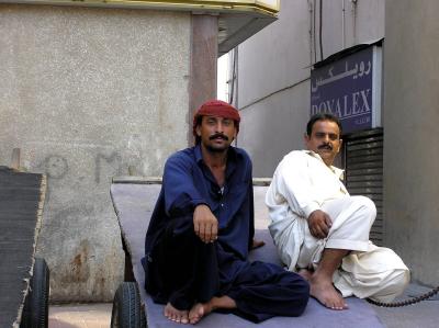 Men on a cart