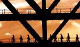 Bridgeclimbers at sunset