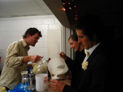 Ryan tucking into some of the late night cocktails