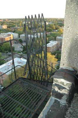 on the way down from the roof