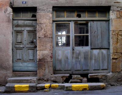 Store Front with Yellow Marks