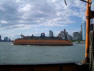 Photo of Staten Island Ferry taken from ferry going in the opposite direction. Photo by Trudy