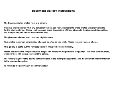 Basement gallery instructions