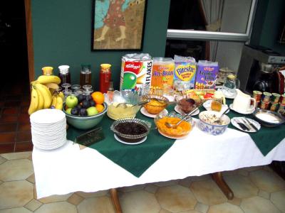 Breakfast buffet table