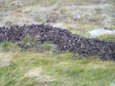 peat or turf - stacked for drying