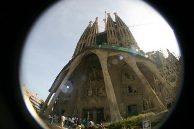 Sagrada Familia - Facade of the Passion - fish eye