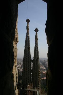 
Sagrada Familia towers from inside one of the towers