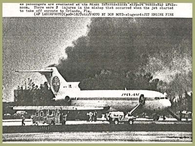 1982 - AP Laserwire, Pan Am B727-235 N4734 Clipper Charmer engine fire on takeoff roll
