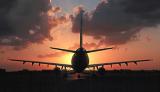 Sunset Skies and Airbus Aircraft Stock Photos