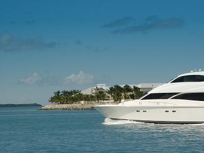 Yacht passing island close to Key West