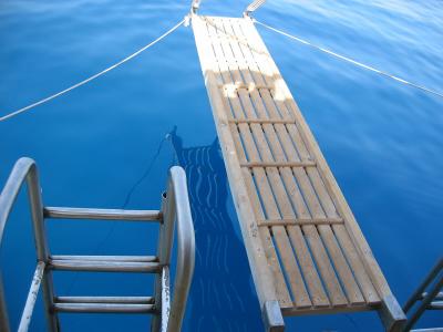 Gangplank and stairway for swimmers