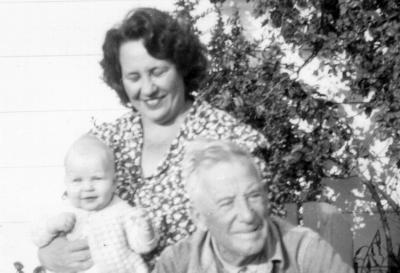 Mary Lenora (Smith) & Ann Hofer with Leander Smith, 1946