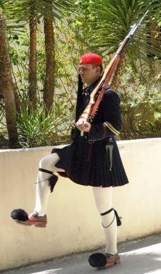 Greek soldier marching