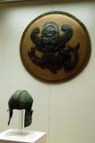 Ancient Greek helmet and shield