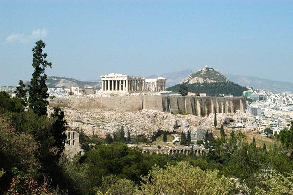 Acropolis and Lycabettos Hill from Philopappos Hill
