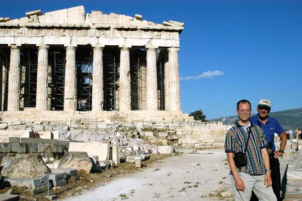 Roy and Dad in front of the Parthenon, Athens
