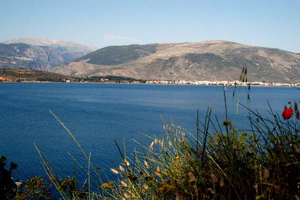 View from Galaxidi towards Itea, Delphi and Mount Parnassos