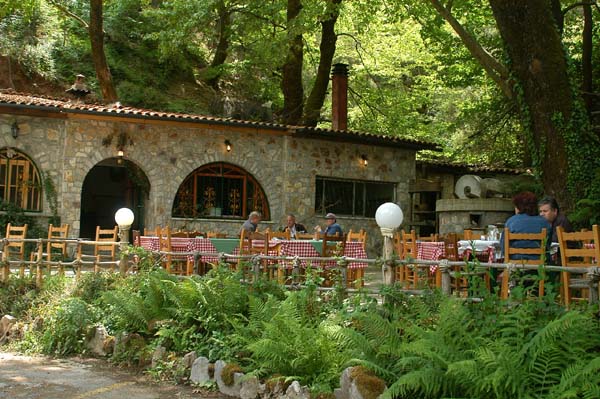 Restaurant along the road from Sparta to Kalamata with its own mountain spring