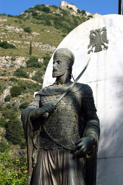 Monument in the modern village below Mystras