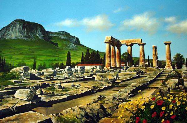Painting of Ancient Corinth at a local restaurant