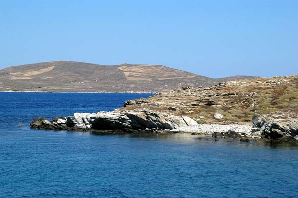 Delos with Mykonos in the distance
