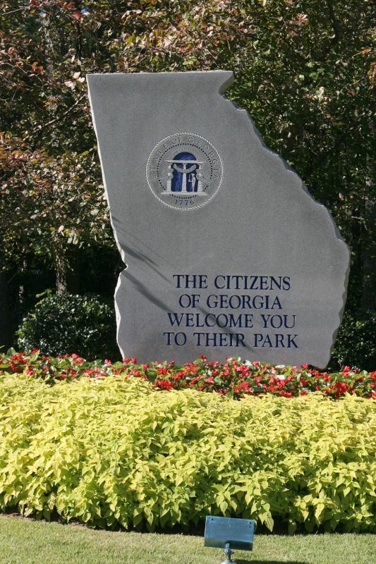 Welcome sign in solid granite