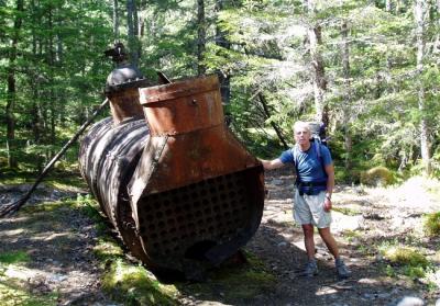 chilkoot trail next to klondike boiler used to run a tramway