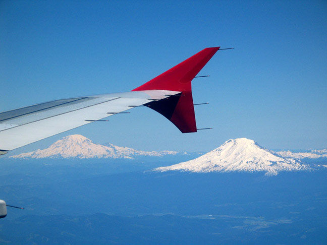 Mt. Rainier (distant) and Mt. Adams.
