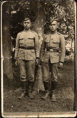 Sam Dworetz (left) and friend went to the Army in 1928