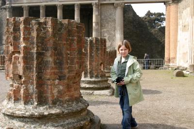Katie shows the scale of the column