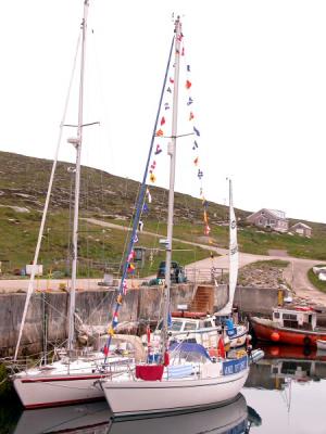 Boat dressed for June 12th, Berneray
