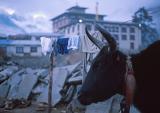 Laundry over Mani Stones at Thyangboche Monestary Nepal