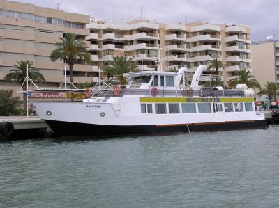 My day-boat. This must be the strangest fast ferry on the Med. 
On a sunny day, 12 Euros will buy you a day in paradise.