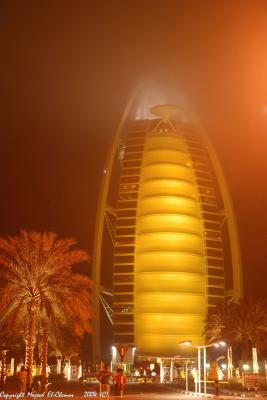Dubai Burj Al Arab in a Foggy night