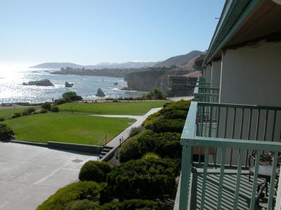 View from our balcony at Shore Cliff Lodge, Pismo Beach, California