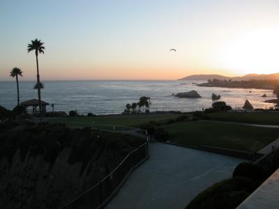 View from our balcony of gazebo at Shore Cliff Lodge, Pismo Beach, CA