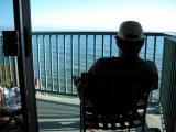 Doug on the balcony at Shore Cliff Lodge, Pismo Beach, CA