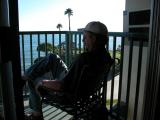 Doug on the balcony at Shore Cliff Lodge, Pismo Beach, CA