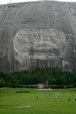 Stone Mountain, and lawn in front of it.